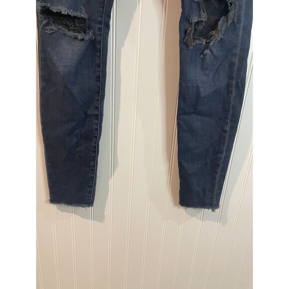 Good American Womens Distressed Skinny Jeans Size 8/29 Blue Raw Hem Cotton Blend - Picture 4 of 15